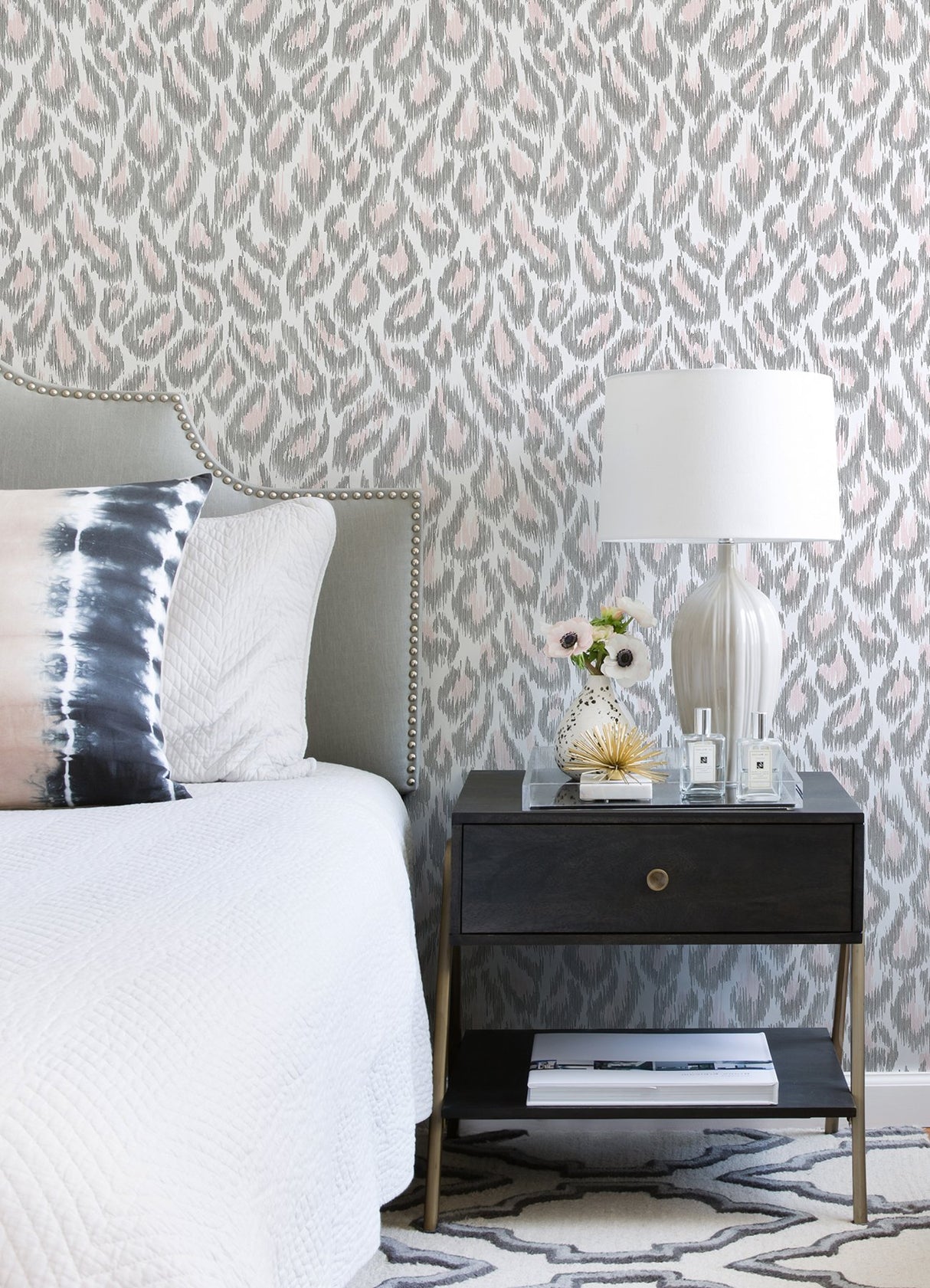 Electra Blush Leopard Spot String Wallpaper with Glam Animal Print Faux Effects - A-Street Prints 2973-90303