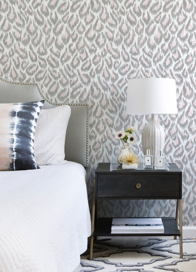 Electra Blush Leopard Spot String Wallpaper with Glam Animal Print Faux Effects - A-Street Prints 2973-90303