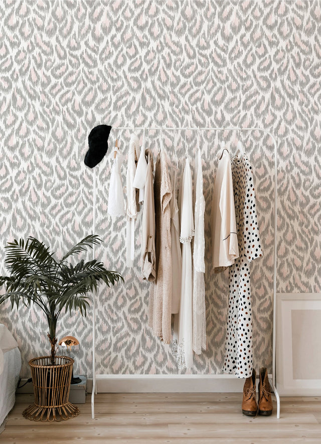 Electra Blush Leopard Spot String Wallpaper with Glam Animal Print Faux Effects - A-Street Prints 2973-90303