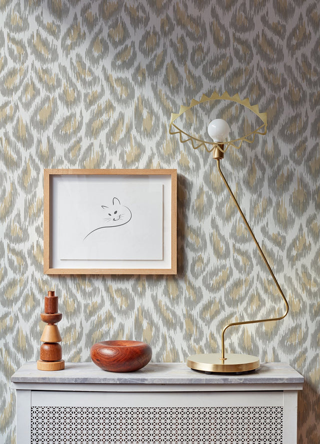 Electra Wheat Leopard Spot String Wallpaper with Glam Faux Effects Animal Print - A-Street Prints 2973-90305