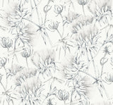 Mariell Grey Dragonfly Wallpaper with Botanical Sketch Motif - A-Street Prints 2973-90402