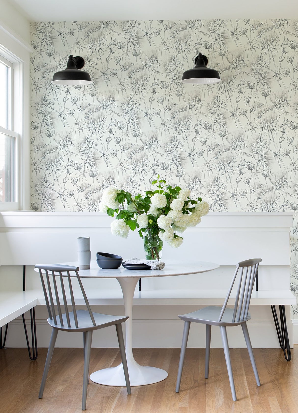 Mariell Grey Dragonfly Wallpaper with Botanical Sketch Motif - A-Street Prints 2973-90402