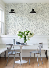 Mariell Grey Dragonfly Wallpaper with Botanical Sketch Motif - A-Street Prints 2973-90402