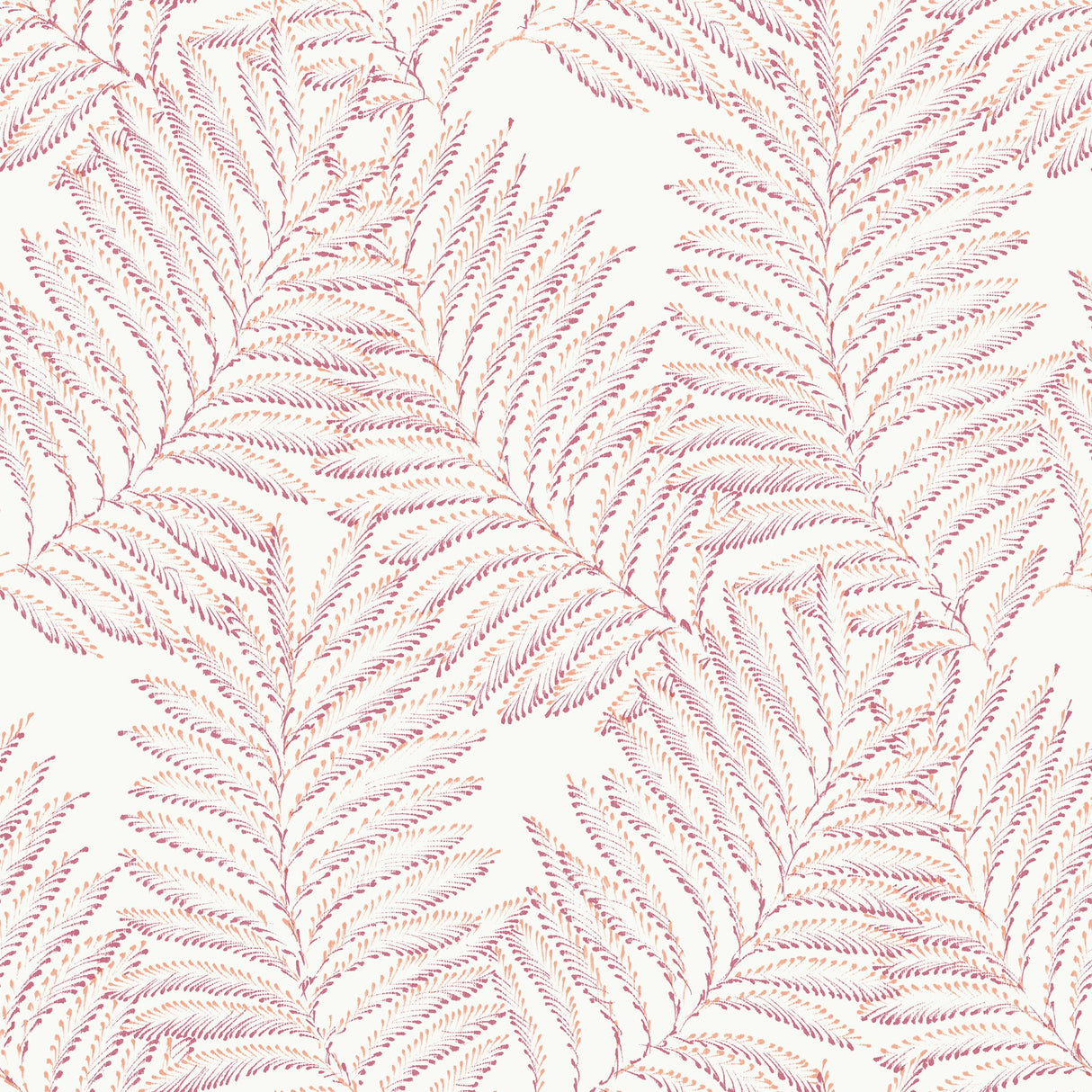 Finnley Pink Inked Fern Wallpaper with Botanical Farmhouse Style - Brewster 2973-90502