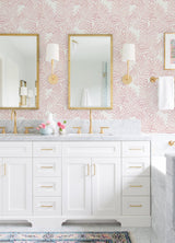 Finnley Pink Inked Fern Wallpaper with Botanical Farmhouse Style - Brewster 2973-90502