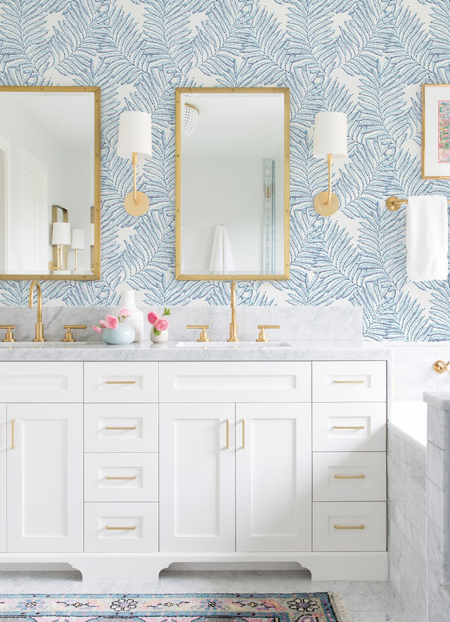 Finnley Blue Inked Fern Wallpaper with Botanical Farmhouse Style - A-Street Prints 2973-90503
