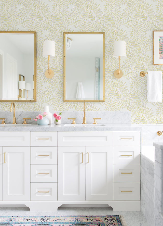 Finnley Yellow Inked Fern Wallpaper with Botanical Fern Motif - A-Street Prints 2973-90504