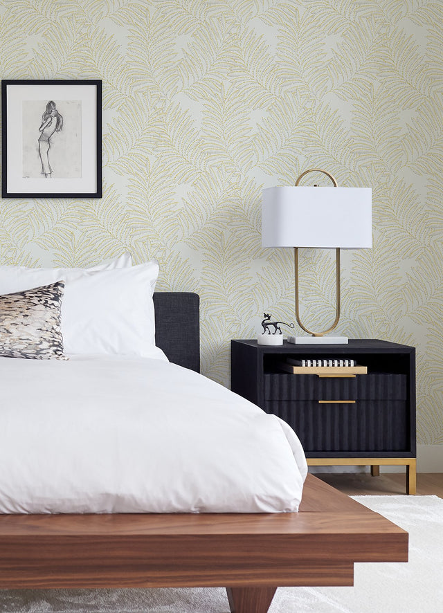 Finnley Yellow Inked Fern Wallpaper with Botanical Fern Motif - A-Street Prints 2973-90504