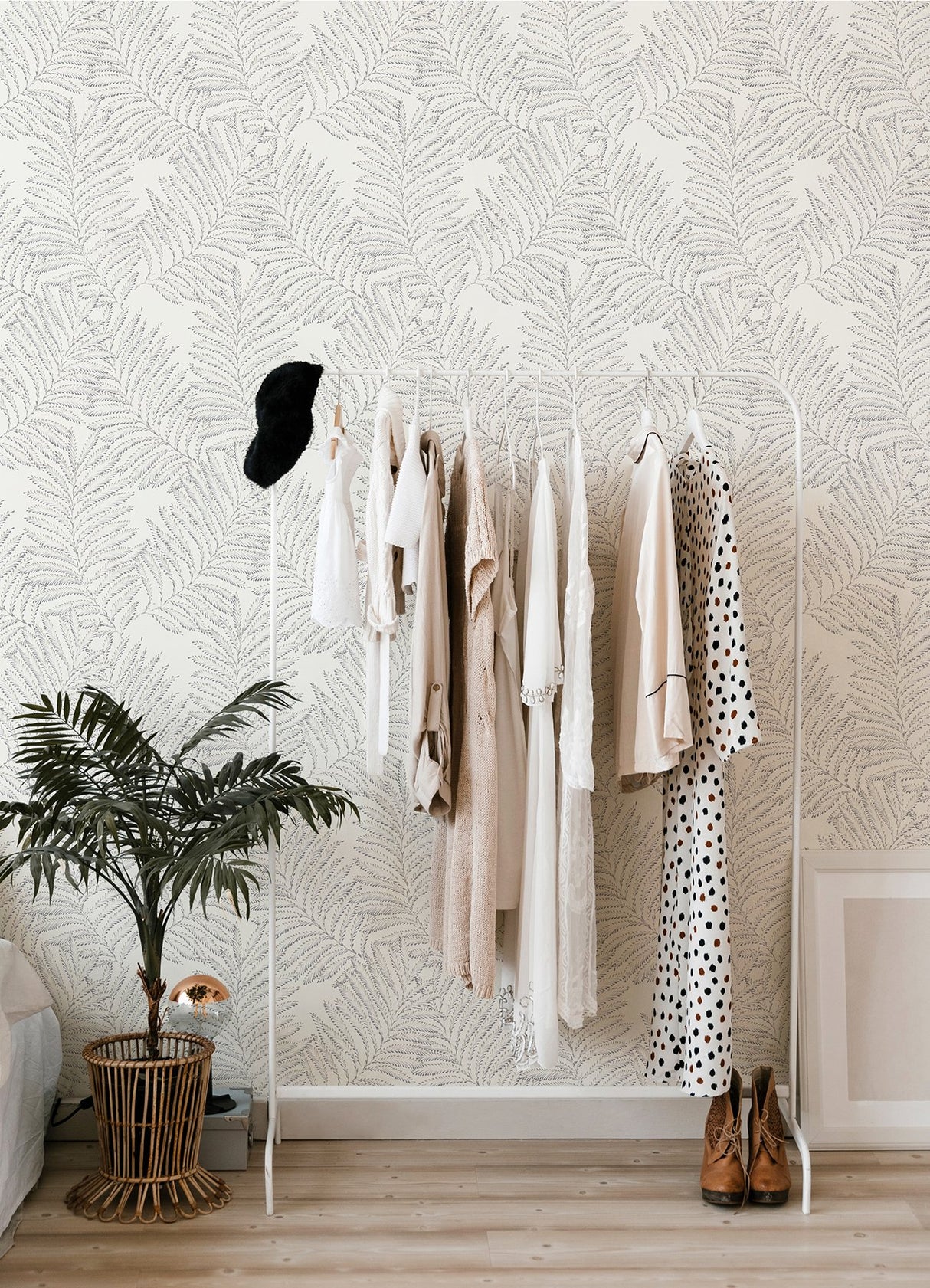 Finnley Grey Inked Fern Wallpaper with Botanical Inked Leaf Motif - A-Street Prints 2973-90505