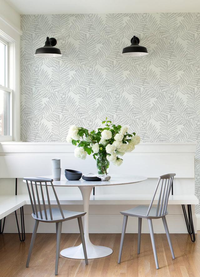Finnley Grey Inked Fern Wallpaper with Botanical Inked Leaf Motif - A-Street Prints 2973-90505