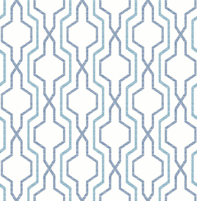 Rion Blue Trellis Wallpaper with Transitional Graphic Trellis & Lattice Pattern - A-Street Prints 2973-90601