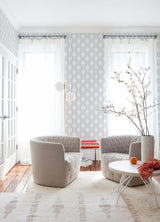 Rion Grey Trellis Wallpaper with Geometric Trellis & Lattice Pattern - A-Street Prints 2973-90602