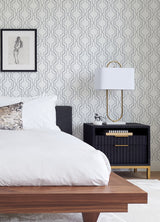 Rion Grey Trellis Wallpaper with Geometric Trellis & Lattice Pattern - A-Street Prints 2973-90602
