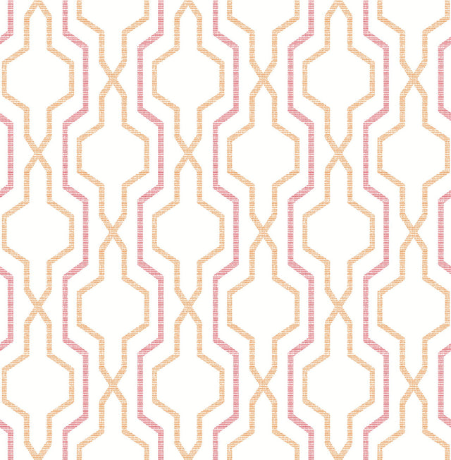 Rion Orange Trellis Wallpaper with Geometric Trellis & Lattice Pattern, Transitional Style - A-Street Prints 2973-90603