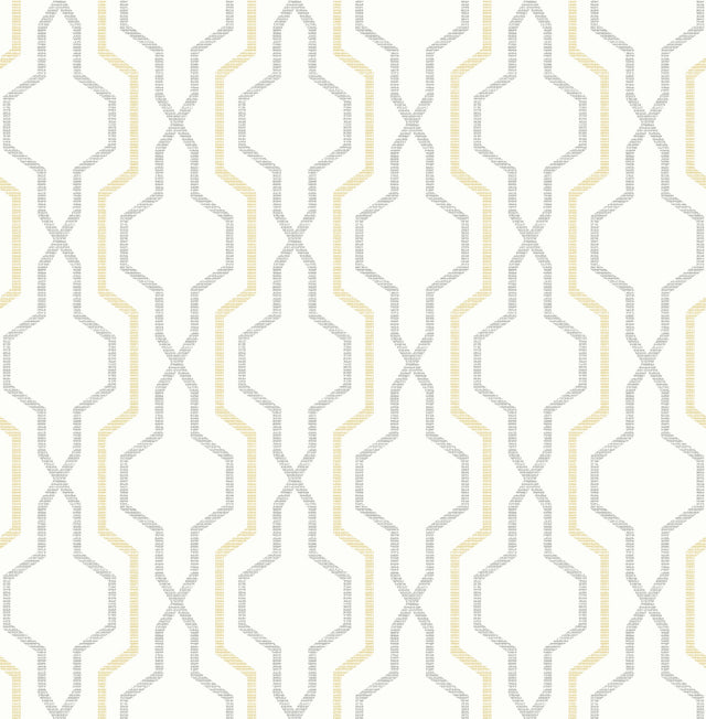 Rion Yellow Trellis Wallpaper with Modern Geometric Lattice - A-Street Prints 2973-90604