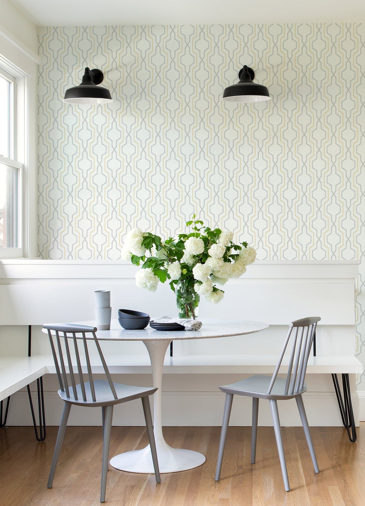 Rion Yellow Trellis Wallpaper with Modern Geometric Lattice - A-Street Prints 2973-90604