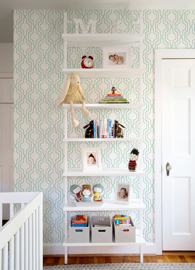 Rion Green Trellis Wallpaper with Transitional Geometric Trellis & Lattice Pattern - A-Street Prints 2973-90605