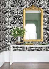 Sadie Black Parisian Damask Wallpaper with Eclectic Graphics Damask - A-Street Prints 2973-90886