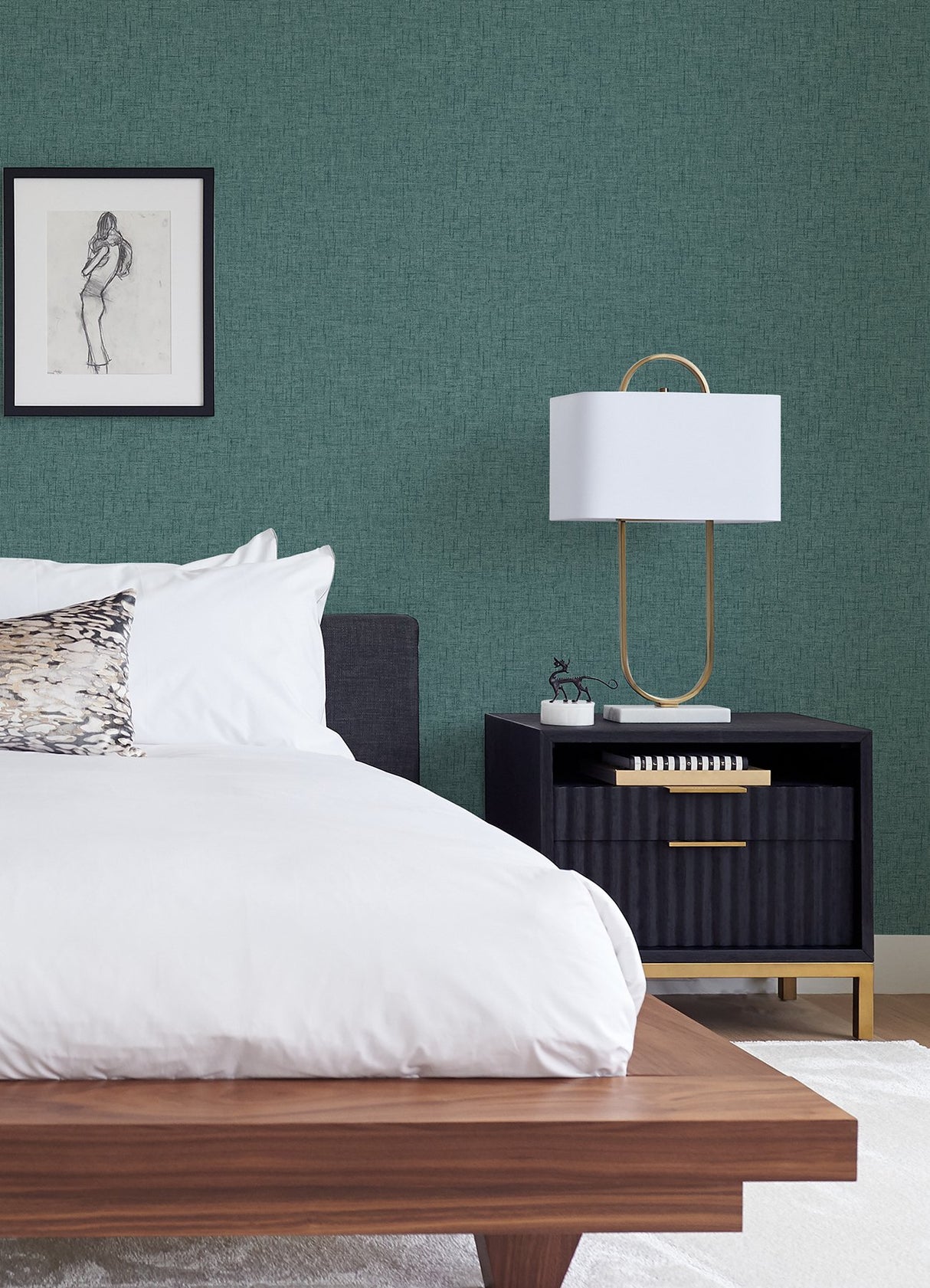 Bentley Teal Faux Linen Wallpaper with Fabric & Woven Texture - A-Street Prints 2973-90912
