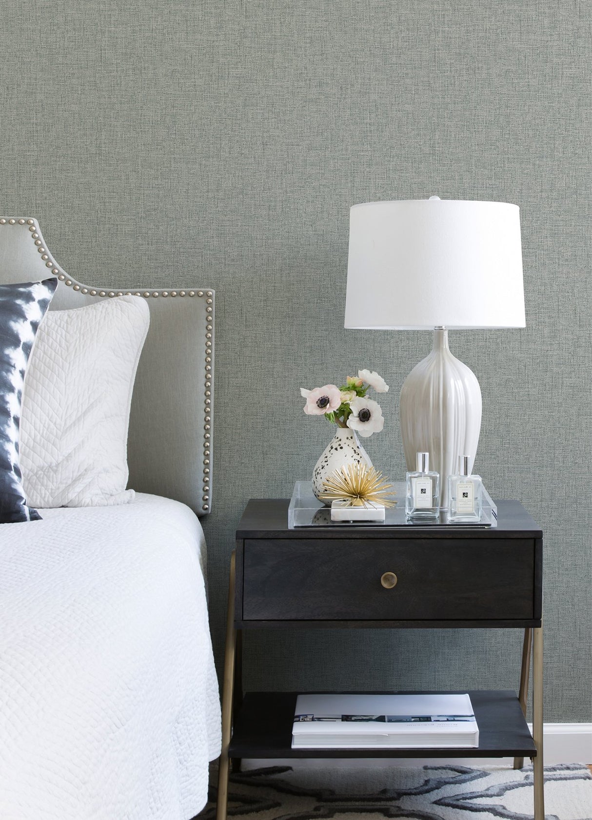 Bentley Slate Faux Linen Wallpaper with Fabric & Woven Texture - A-Street Prints 2973-90914