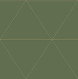 Twilight Moss Geometric Green Wallpaper with Metallic Triangular Grid - A-Street Prints 2973-91010