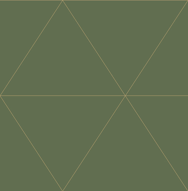 Twilight Moss Geometric Green Wallpaper with Metallic Triangular Grid - A-Street Prints 2973-91010