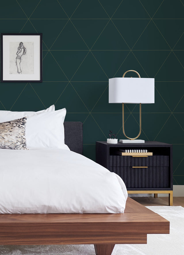 Twilight Indigo Geometric Wallpaper with Metallic Triangle Pattern - A-Street Prints 2973-91030