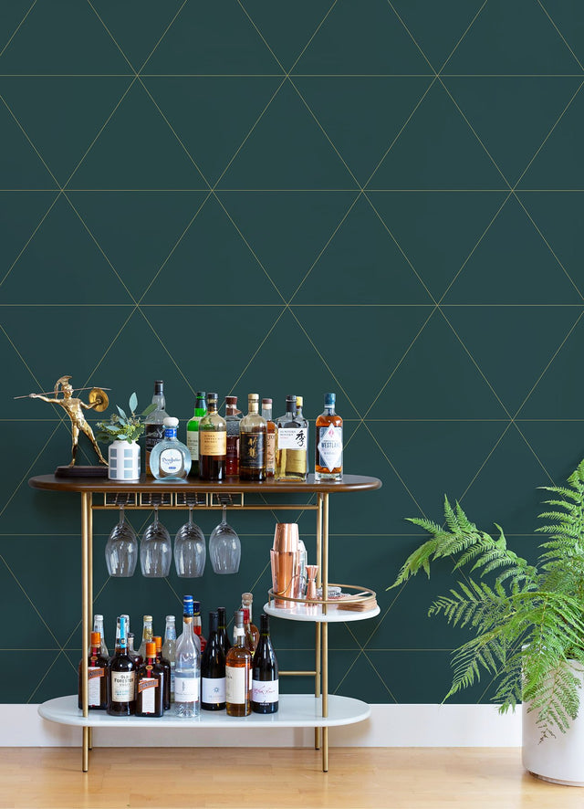 Twilight Indigo Geometric Wallpaper with Metallic Triangle Pattern - A-Street Prints 2973-91030
