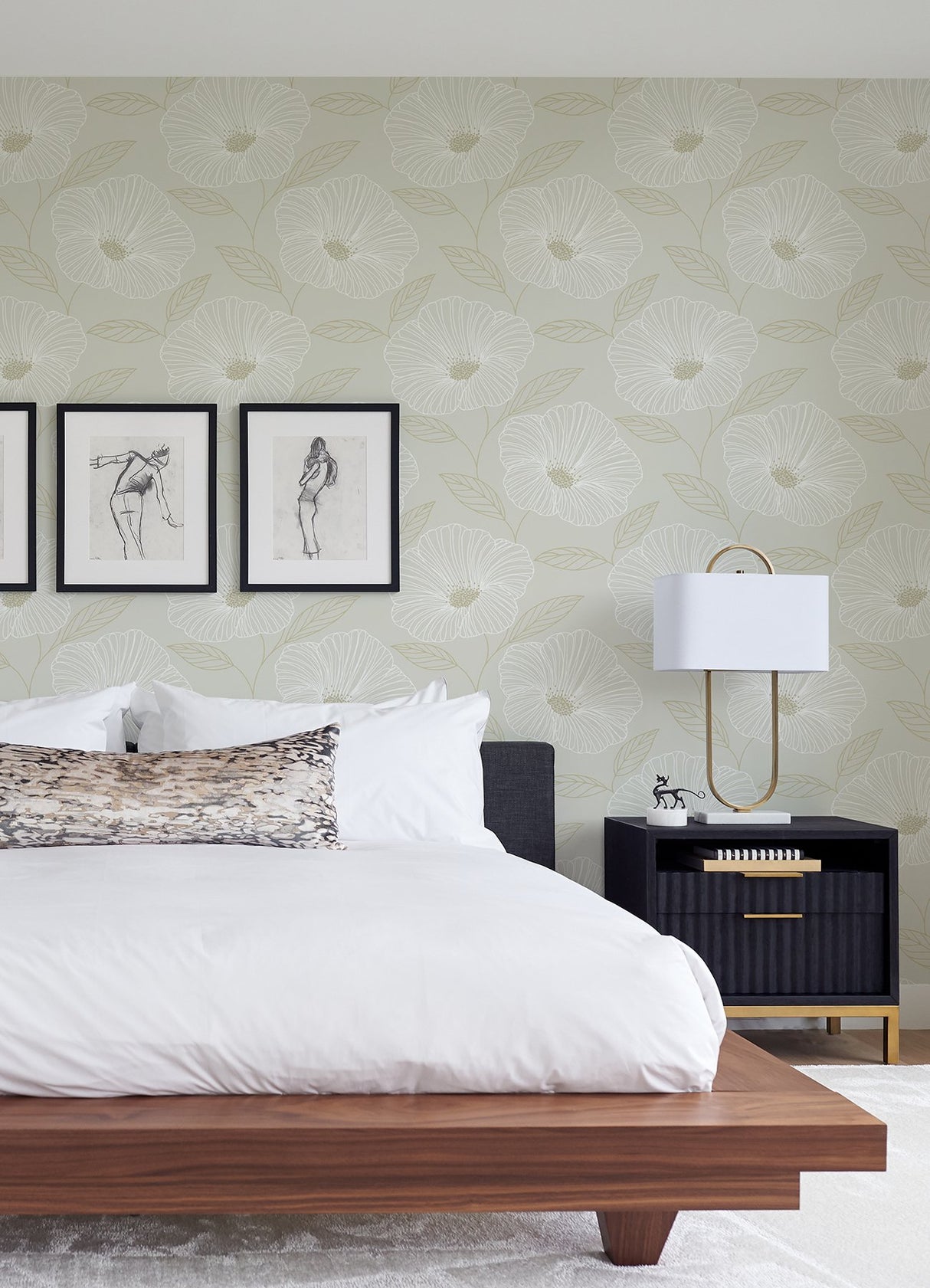 Mythic Dove Floral Wallpaper with Modern Botanical Flowers - A?Street Prints 2973-91131