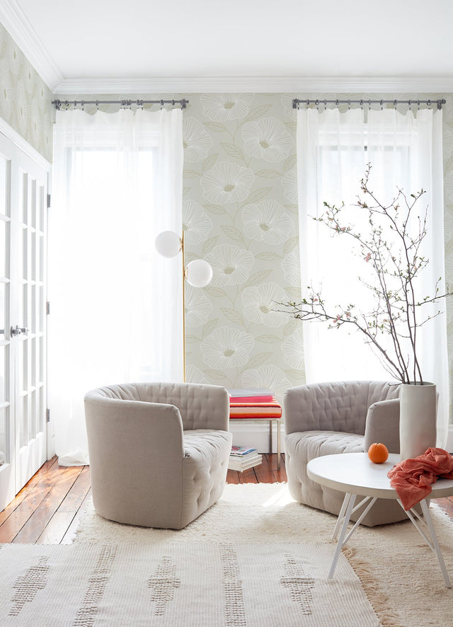Mythic Dove Floral Wallpaper with Modern Botanical Flowers - A?Street Prints 2973-91131