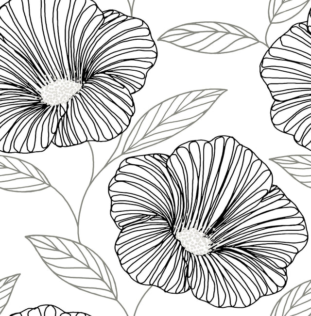 Mythic Black Floral Wallpaper with Metallic Accents - A-Street Prints 2973-91134