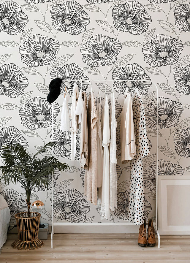 Mythic Black Floral Wallpaper with Metallic Accents - A-Street Prints 2973-91134