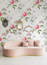Sinclair Pink Floral and Bumblebee Wall Mural - A?Street Prints 2973-92401M