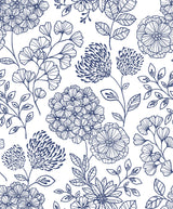 Ada Blue Floral Wallpaper with Modern Botanical Flowers - A-Street Prints 2975-26205