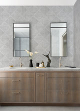 Cade Grey Geometric Wallpaper with Textured Quilted Motif - Brewster 2975-26208