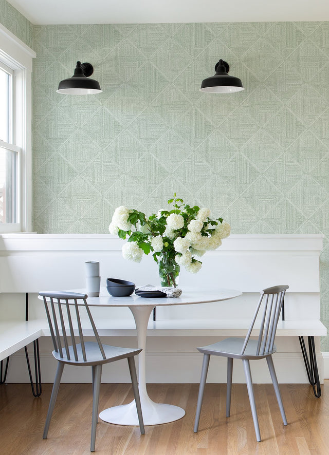 Cade Green Geometric Wallpaper with Textured Quilted Squares Pattern - A-Street Prints 2975-26211
