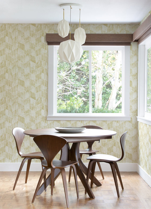 Demi Yellow Distressed Textured Geometric Wallpaper - Brewster 2975-26213