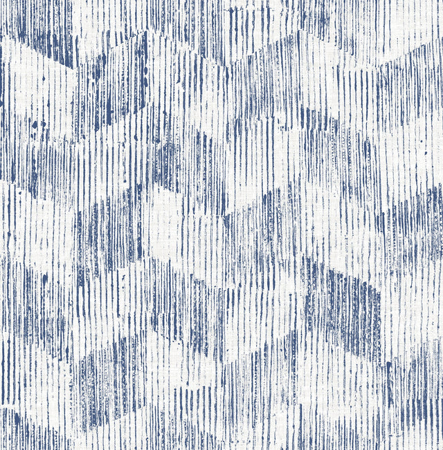 Demi Indigo Distressed Geometric Textured Wallpaper - Brewster 2975-26215