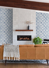Demi Indigo Distressed Geometric Textured Wallpaper - Brewster 2975-26215