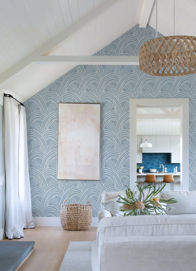Farrah Blue Geometric Wallpaper with Interwoven Arch Motif - A-Street Prints 2975-26217