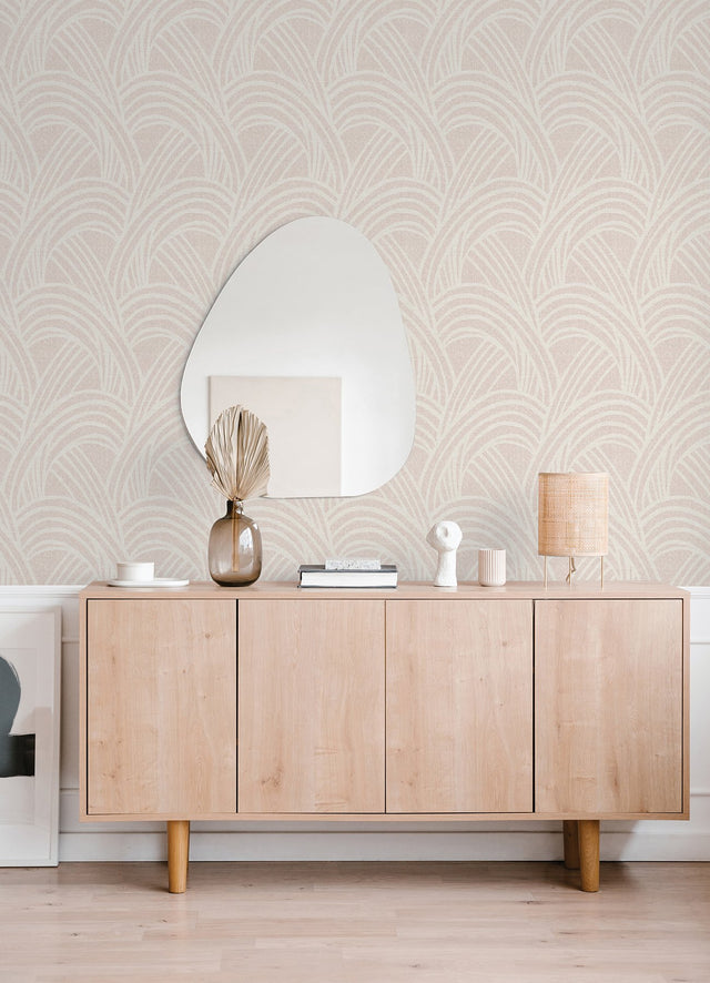 Farrah Blush Geometric Wallpaper with Modern Arched Motif - Brewster 2975-26220