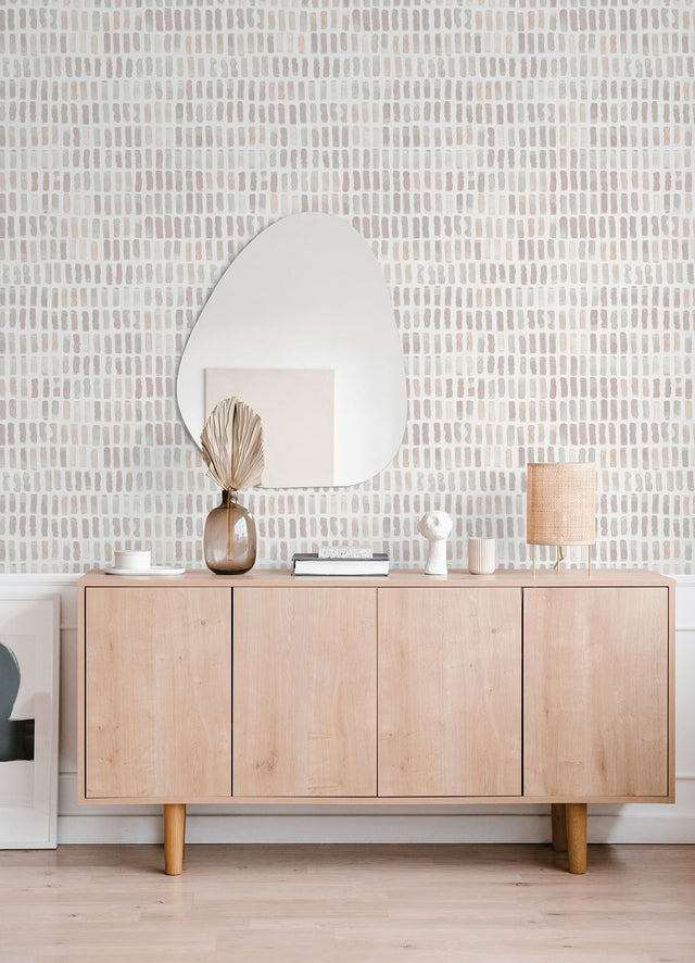 Brynne Blush Watercolor Wallpaper with Modern Geometric Mosaic Pattern - A-Street Prints 2975-26222