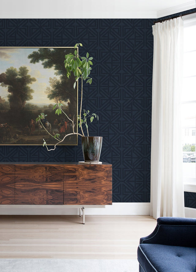 Kachel Indigo Geometric Wallpaper with Modern Geometrics Pattern - A-Street Prints 2975-26226