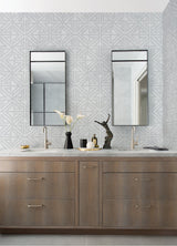 Kachel Grey Geometric Wallpaper with Silver Lined Modern Geometric Pattern - Brewster 2975-26227