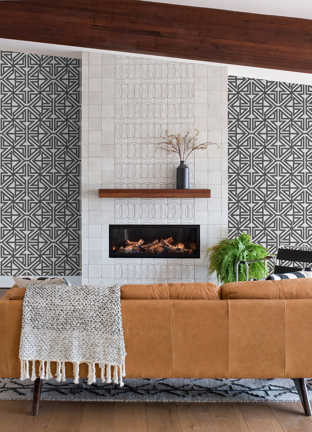 Kachel Black Geometric Wallpaper with Modern Graphic Pattern - A-Street Prints 2975-26231