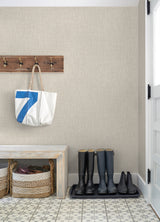 Lanister Taupe Neutral Fabric Woven Texture Wallpaper by A-Street Prints, 20.5 in x 33 ft, 56.4 sq ft Coverage, Non Woven Unpasted - FD26233