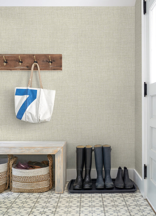 Lanister Olive Texture Wallpaper with Fabric & Woven Textures Pattern, Farmhouse Style - A-Street Prints 2975-26236