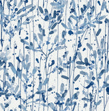 Leandra Indigo Floral Trail Wallpaper with Modern Botanical Pattern - A-Street Prints 2975-26237