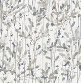 Leandra Grey Floral Trail Wallpaper with Modern Botanical Pattern - Brewster 2975-26238
