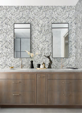 Leandra Grey Floral Trail Wallpaper with Modern Botanical Pattern - Brewster 2975-26238